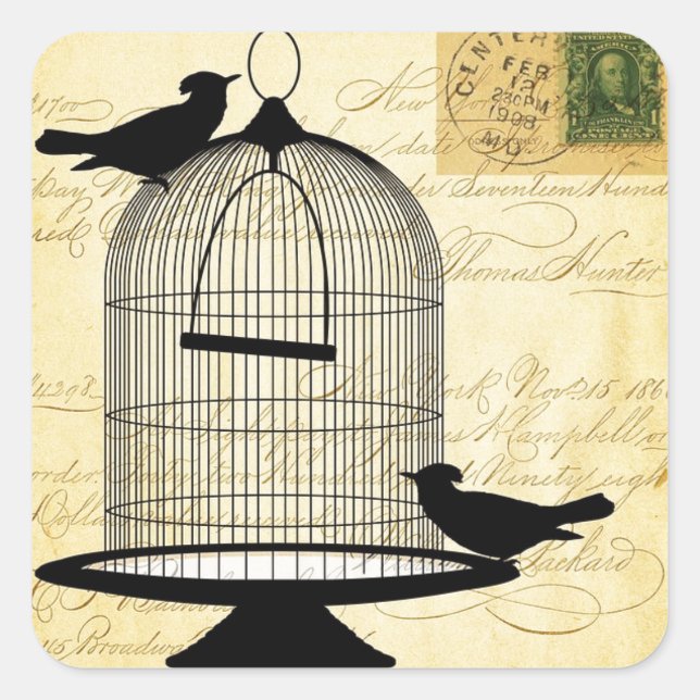 Victorian Birdcage Square Sticker (Front)