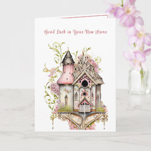 Victorian Birdhouse Good Luck New Home  Card