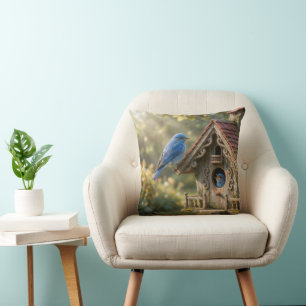 Victorian Birdhouse with Bluebirds Cushion