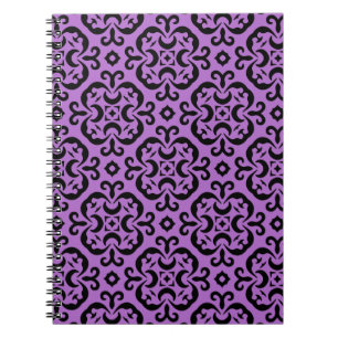 Victorian black and purple kaleidoscopic damask notebook
