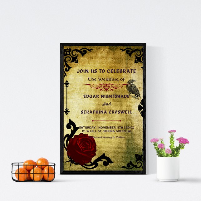 Victorian Black and Red Gothic Wedding Invitation (Creator Uploaded)