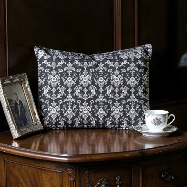 Victorian Black and White Damask Pattern Pillowcase (Creator Uploaded)