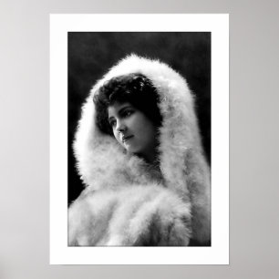 victorian black and white, soft portrait woman poster