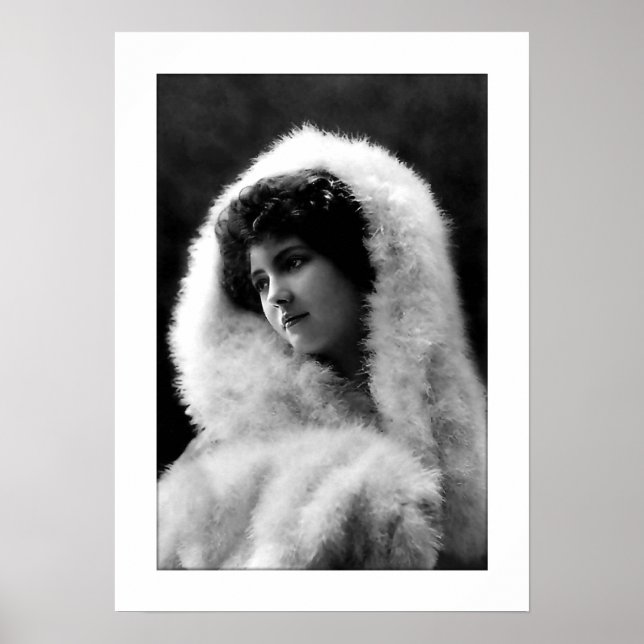 victorian black and white, soft portrait woman poster (Front)