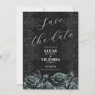 Victorian Black Gothic Wedding Save the Date Invitation