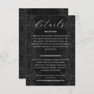 Victorian Black Moody Wedding Information  Enclosure Card