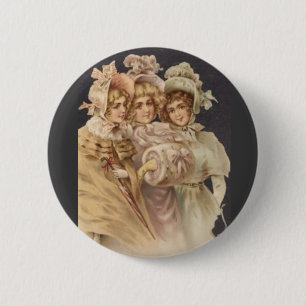 Victorian Black Vintage Christmas Pin Button Badge