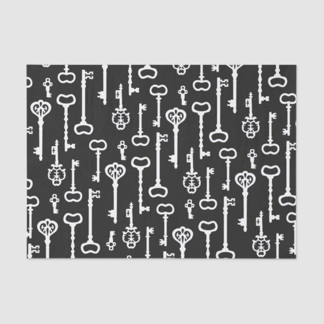 Victorian black & white Keys Tissue Paper (Front)