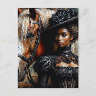 Victorian Black Woman With Horse  Postcard