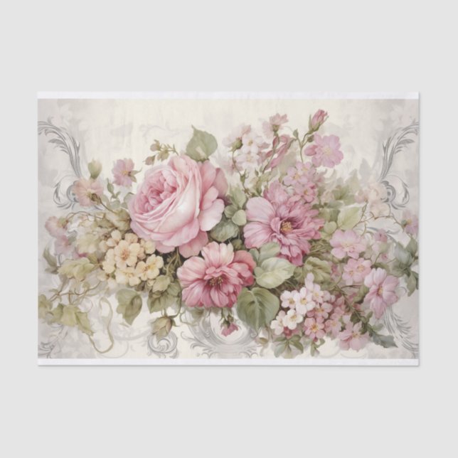 Victorian Blooms Nostalgic Floral Tissue Paper (Front)