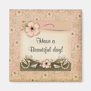 Victorian Blossoms Pearls Fridge Magnet