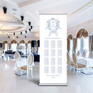 Victorian Blue 12 Table Wedding Seating Chart Retractable Banner
