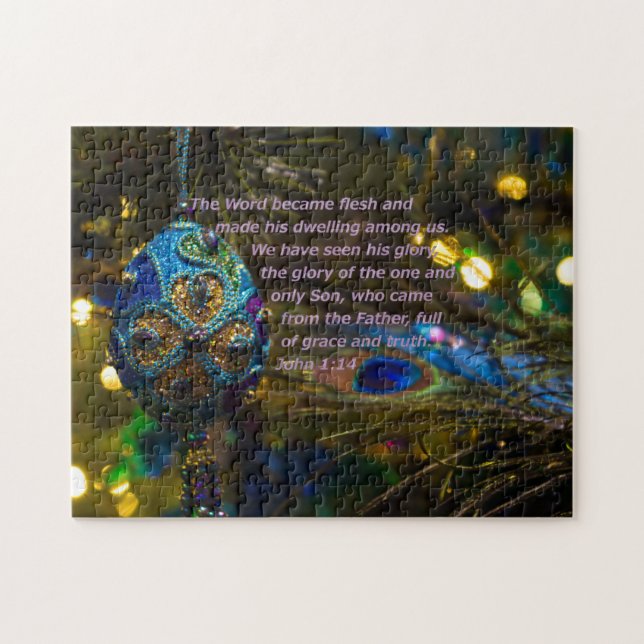 Victorian Blue Bible Verse Jigsaw Puzzle (Horizontal)