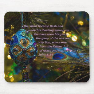Victorian Blue Bible Verse Mouse Mat