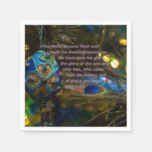 Victorian Blue Bible Verse Napkin