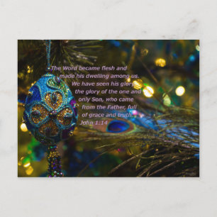 Victorian Blue Bible Verse Postcard