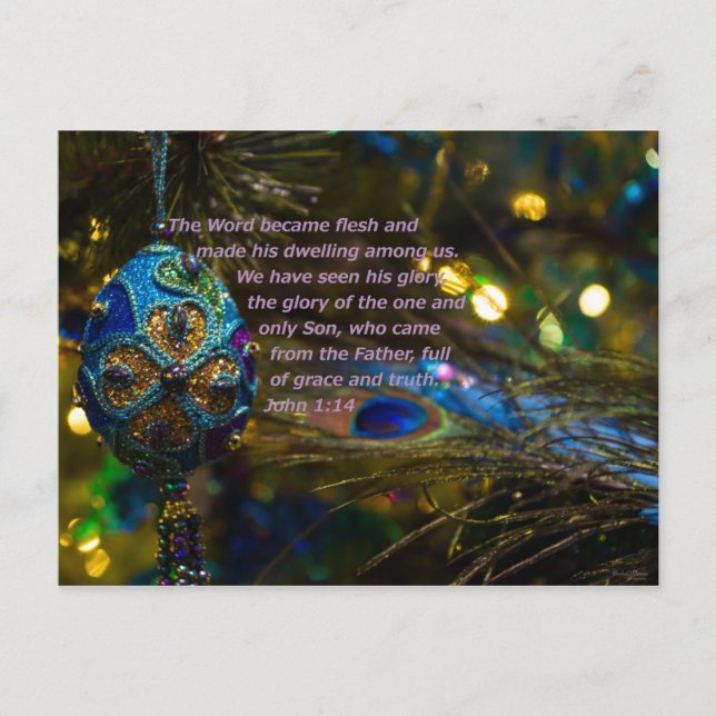 Victorian Blue Bible Verse Postcard (Front)