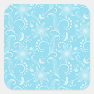 Victorian Blue Blossom Square Sticker