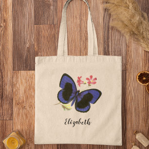 Victorian Blue Butterfly Fine Art Illustration Tote Bag