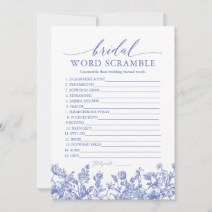 Victorian Blue Floral Bridal World Scramble Game Invitation