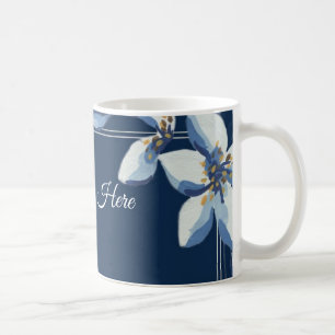 Victorian Blue Floral Dusty Blue Wedding Coffee Mug