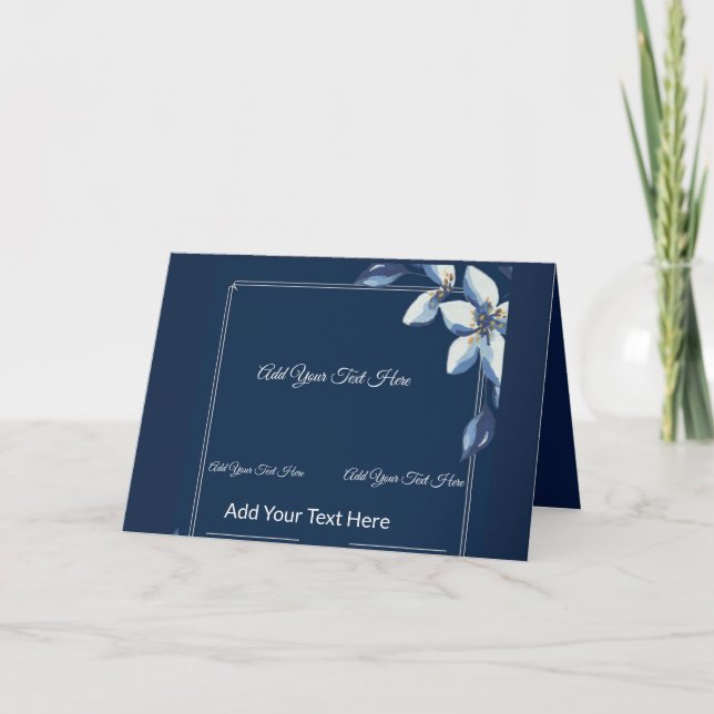 Victorian Blue Floral Dusty Blue Wedding  Thank You Card (Front)