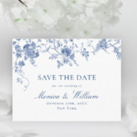 Victorian Blue French Floral Wedding Save the Date