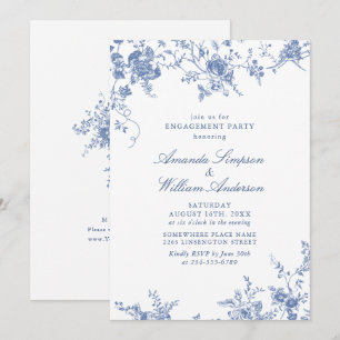 Victorian Blue French Garden ENGAGEMENT PARTY Invitation