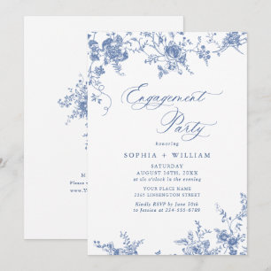 Victorian Blue French Garden ENGAGEMENT PARTY Invitation