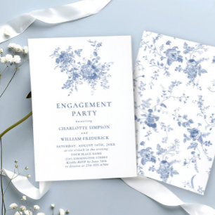 Victorian Blue French Garden ENGAGEMENT PARTY Invitation