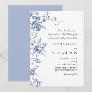 Victorian Blue French Garden Floral Wedding Invitation