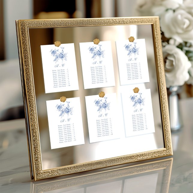 Victorian Blue French Garden Seating Chart Card (Creator Uploaded)