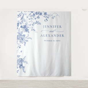 Victorian Blue French Garden Wedding Backdrop Tapestry