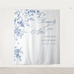 Victorian Blue French Garden Wedding Backdrop Tapestry