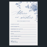Victorian Blue French Garden Wishes & Advice Card<br><div class="desc">Personalise with the bride to be's name and date of shower. 
For further customisation,  please click the "customise further" link. If you need help,  contact me please.</div>