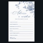 Victorian Blue French Garden Wishes & Advice Card<br><div class="desc">Personalise with the bride to be's name and date of shower. 
For further customisation,  please click the "customise further" link. If you need help,  contact me please.</div>
