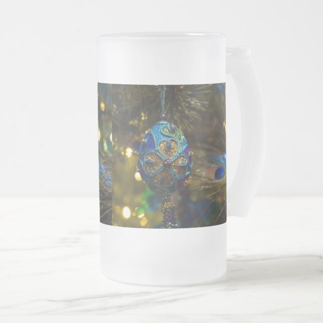 Victorian Blue Frosted Glass Beer Mug (Front Right)
