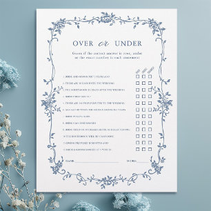 Victorian Blue 'Over or Under' Bridal Shower Game