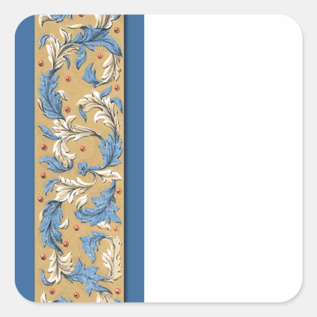 Victorian Blue Pattern Sticker Template (Front)