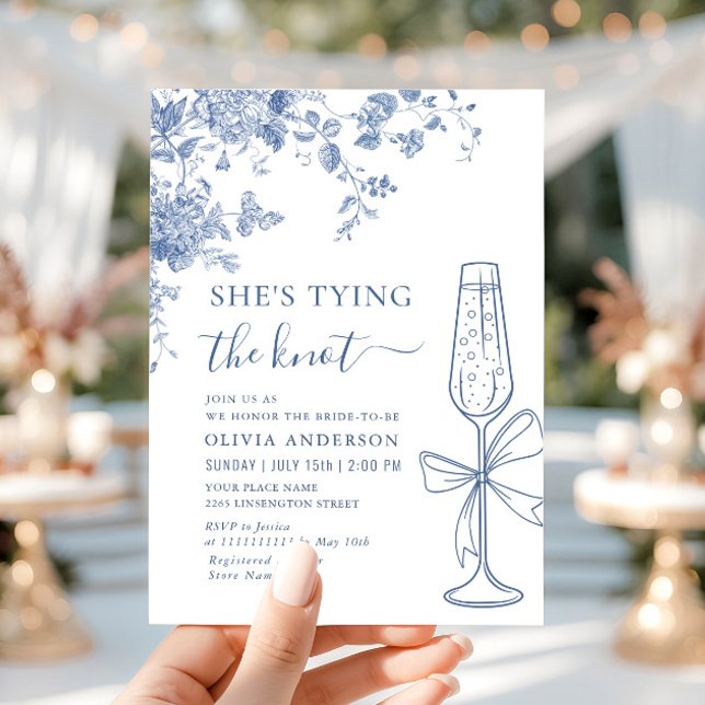 Victorian Blue She's Tying the Knot BRIDAL SHOWER Invitation (Creator Uploaded)