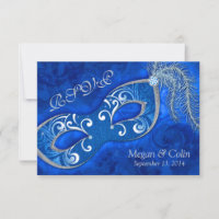 Victorian Blue Silver Masquerade Ball Wedding RSVP
