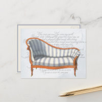 Victorian Blue Stripe Chaise Lounge