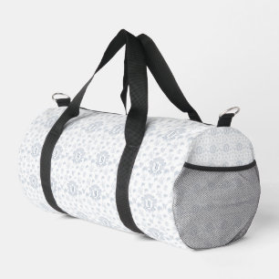 Victorian Blue Toile Repeating Monogram Name Duffle Bag