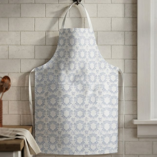 Victorian Blue Toile Repeating Pattern Apron (Creator Uploaded)