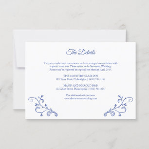 Victorian Blue Wedding Details Card