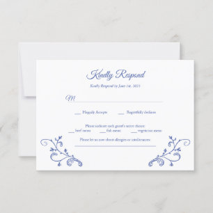 Victorian Blue Wedding RSVP Card