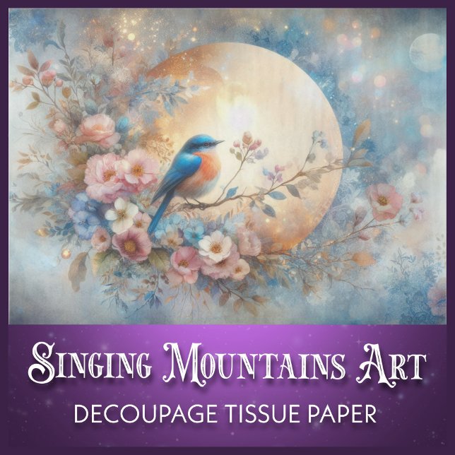 Victorian Bluebird and Gold Floral Decoupage Tissue Paper (Creator Uploaded)