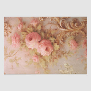 Victorian Blush English Roses Gold Gunge  Tissue Paper
