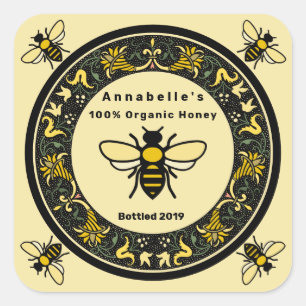 Victorian Boarder Honey Label Square