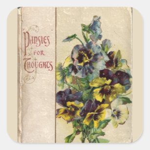 Victorian Book Cover Pansies Sticker